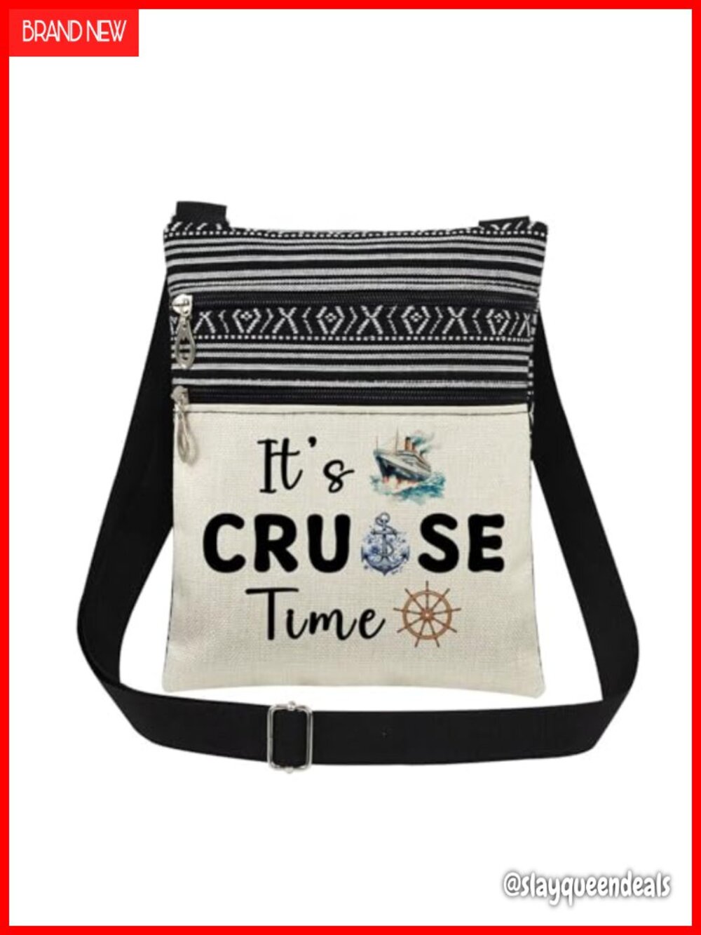 Polyester Crossbody Bag Adjustable Strap Zip Closure Daily Travel